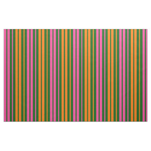 Green Orange Pink Vertical Stripes Design Fabric