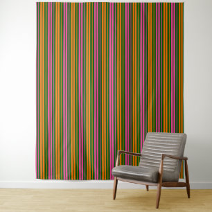 Green Orange Pink Vertical Stripes Design Tapestry