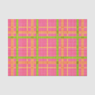 GREEN ORANGE PINK YELLOW PLAID PATTERN TISSUE PAPER