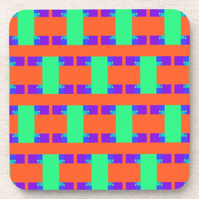 green orange purple abstract art pattern  coaster (Front)