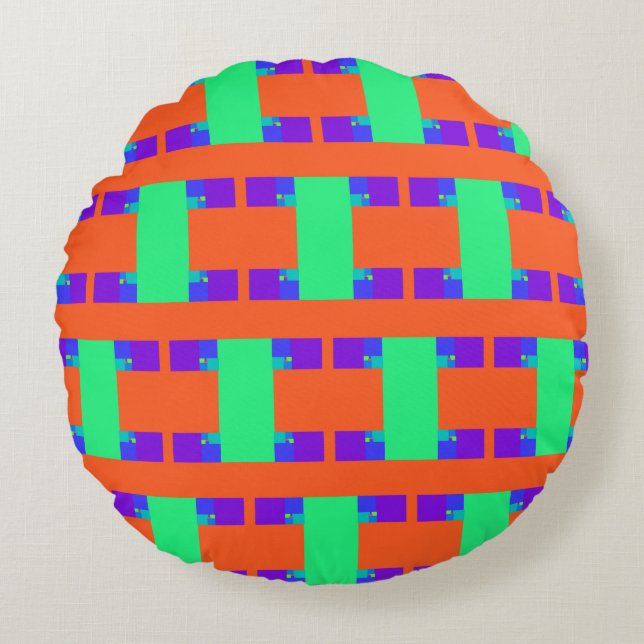 green orange purple abstract art pattern  round cushion (Front)