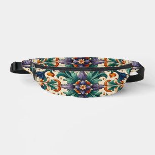 Green Orange Purple Portuguese Azulejos Tiles Art Bum Bags