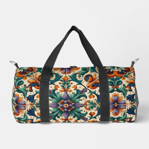 Green Orange Purple Portuguese Azulejos Tiles Art Duffle Bag