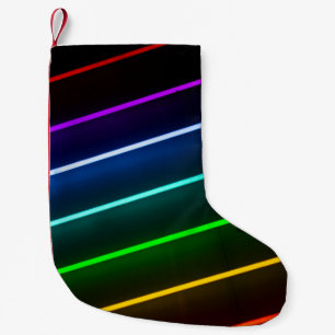 GREEN, ORANGE, RED, BLUE, AND PURPLE STRIPED LIGHT SMALL CHRISTMAS STOCKING