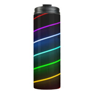 GREEN, ORANGE, RED, BLUE, AND PURPLE STRIPED LIGHT THERMAL TUMBLER