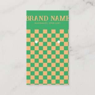 Green Orange Retro Bold Groovy Earrings Display Business Card