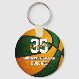 green orange school basketball team colours key ring