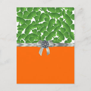 Green & orange shamrock pattern postcard