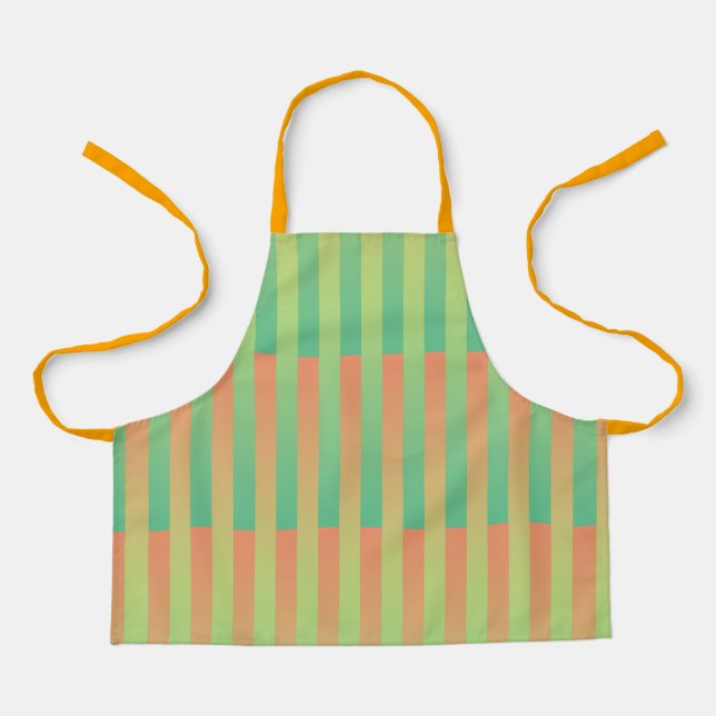 Green Orange Striped Pattern Apron (Front)