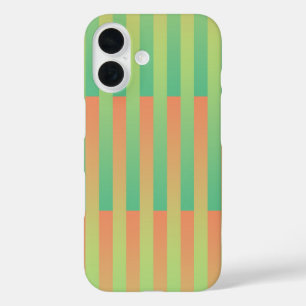 Green Orange Striped Pattern iPhone 16 Case