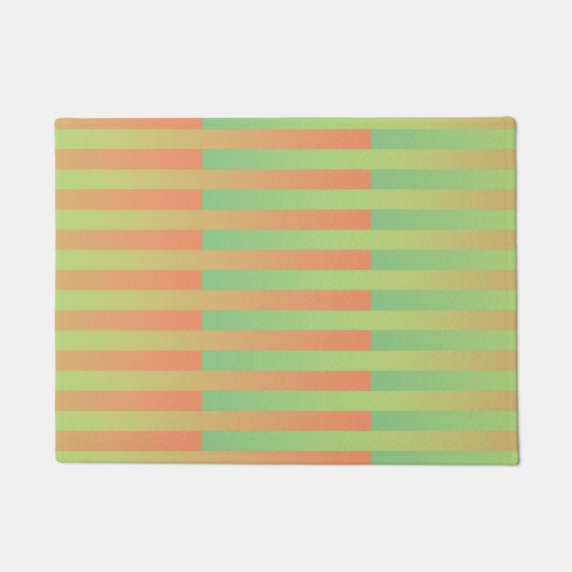 Green Orange Striped Pattern Doormat (Front)