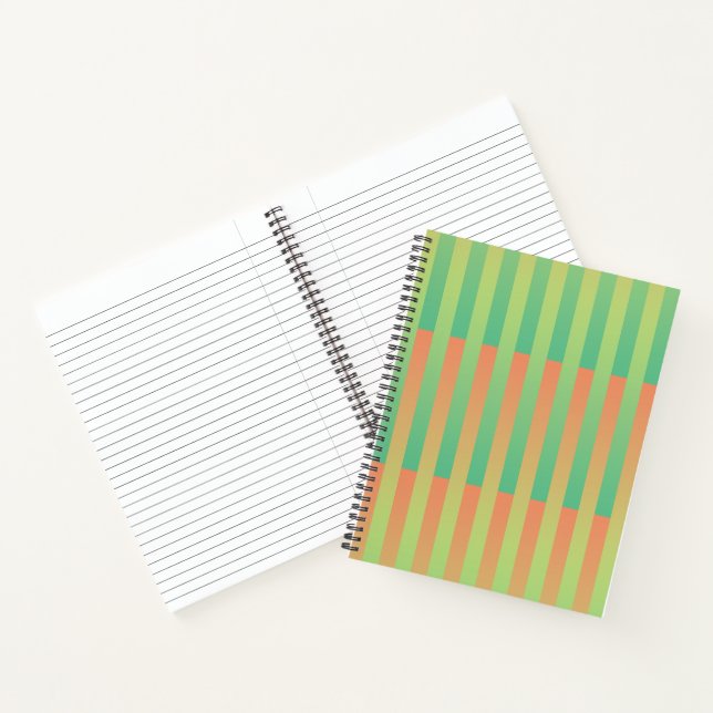 Green Orange Striped Pattern Notebook (Inside)