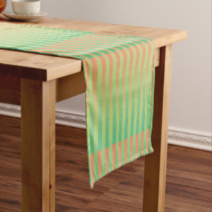 Green Orange Striped Pattern Short Table Runner
