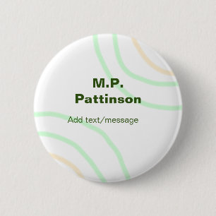Green orange stripes add name text message simple 6 cm round badge