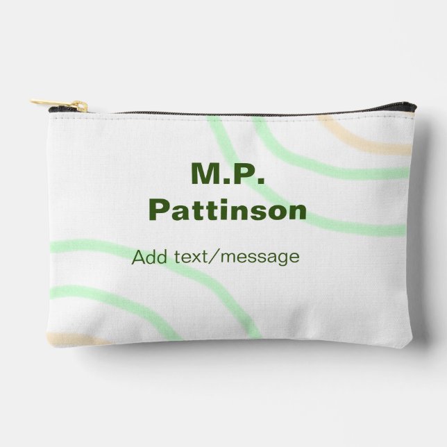 Green orange stripes add name text message simple  accessory pouch (Front)