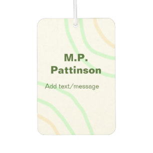 Green orange stripes add name text message simple car air freshener