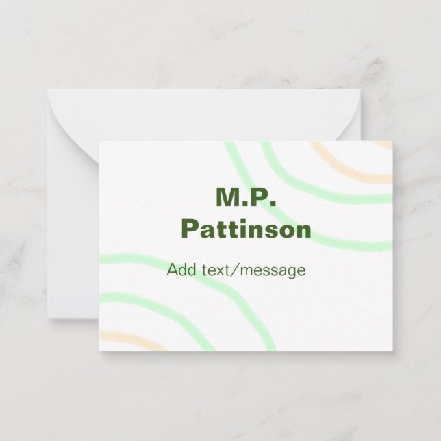 Green orange stripes add name text message simple  card (Front)