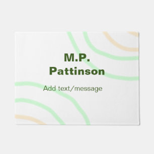 Green orange stripes add name text message simple doormat
