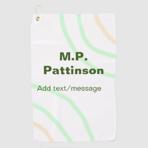 Green orange stripes add name text message simple  golf towel