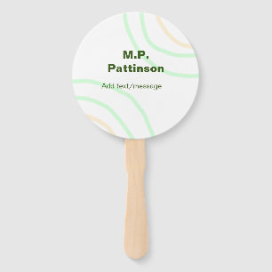 Green orange stripes add name text message simple hand fan
