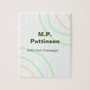 Green orange stripes add name text message simple jigsaw puzzle