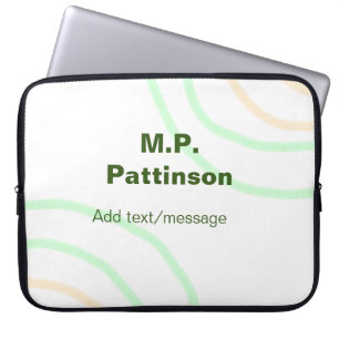 Green orange stripes add name text message simple laptop sleeve