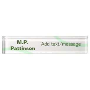 Green orange stripes add name text message simple nameplate