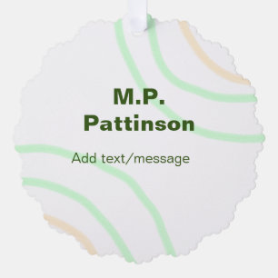 Green orange stripes add name text message simple tree decoration card