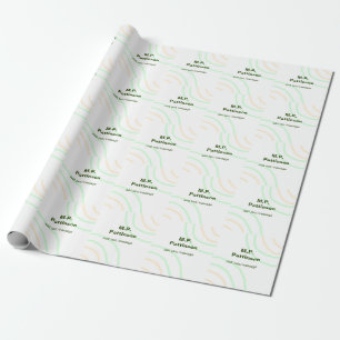 Green orange stripes add name text message simple wrapping paper