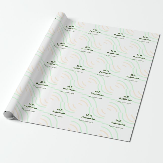 Green orange stripes add name text message simple  wrapping paper (Unrolled)