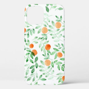 Green Orange Tangerine Provence Watercolor iPhone 12 Case