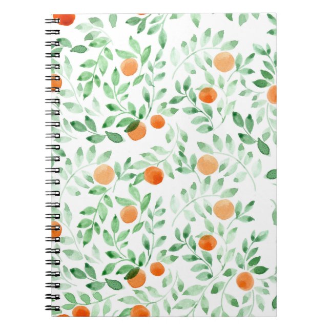 Green Orange Tangerine Provence Watercolor Notebook (Front)