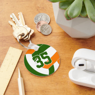Green orange volleyball team colours key ring