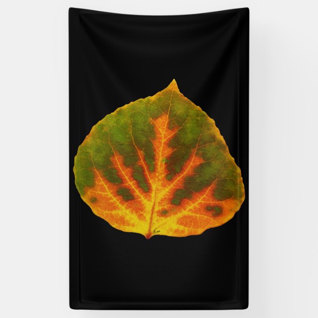 Green Orange & Yellow Aspen Leaf #1 Banner (Vertical)