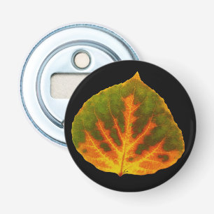 Green Orange & Yellow Aspen Leaf #1 Bottle Opener