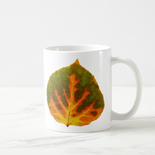 Green Orange & Yellow Aspen Leaf #1 Coffee Mug (Right)