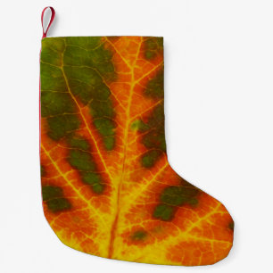 Green Orange & Yellow Aspen Leaf #1 Small Christmas Stocking