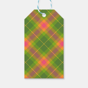 GREEN ORANGE YELLOW PINK PLAID PATTERNS GIFT TAGS