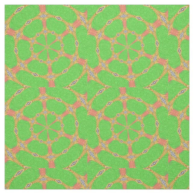Green Orange Zebra Animal Circle Geometric Pattern Fabric (Swatch)