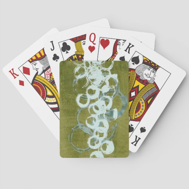 Green Orbs I Playing Cards (Back)