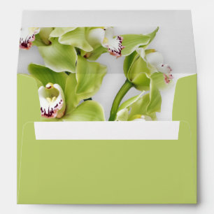 Green Orchid Floral Wedding A-7 Return Address Envelopes