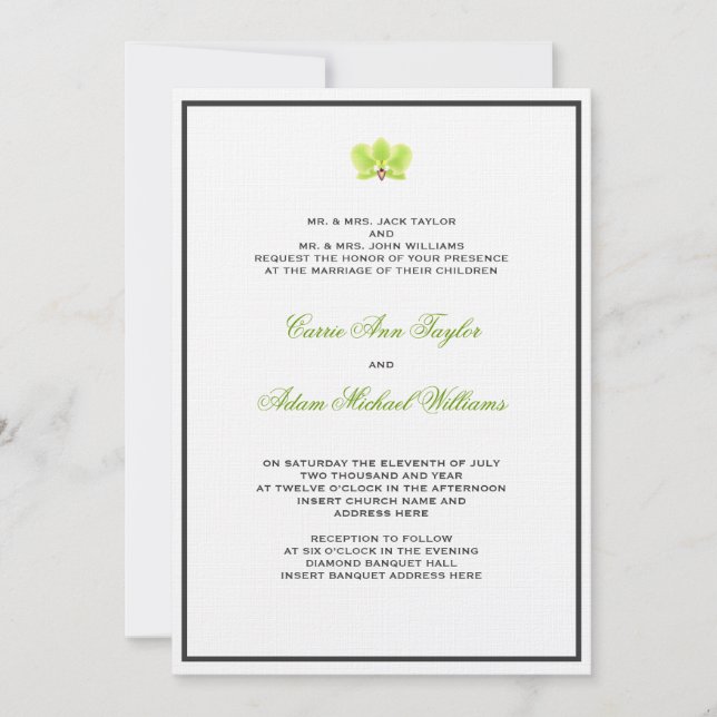 Green Orchid Invitation (Front)