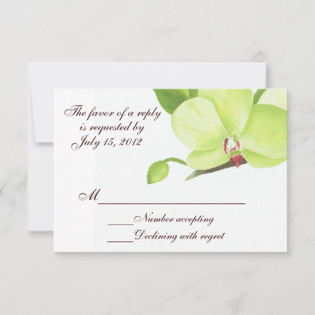Green orchid rsvp card (Front)