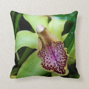 Green Orchid Throw Pillow