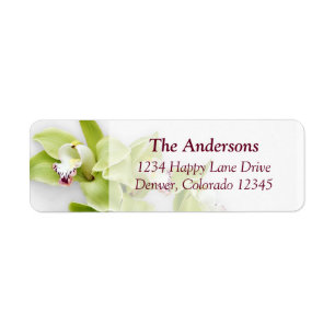 Green Orchid Wedding Return Address Labels