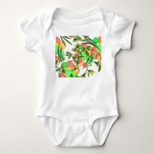 Green orchids: watercolor floral seamless. baby bodysuit