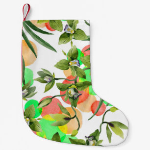 Green orchids: watercolor floral seamless. small christmas stocking