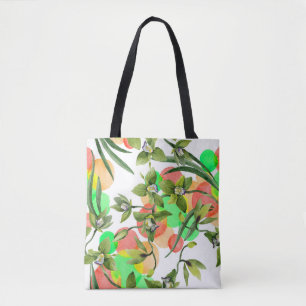 Green orchids: watercolor floral seamless. tote bag