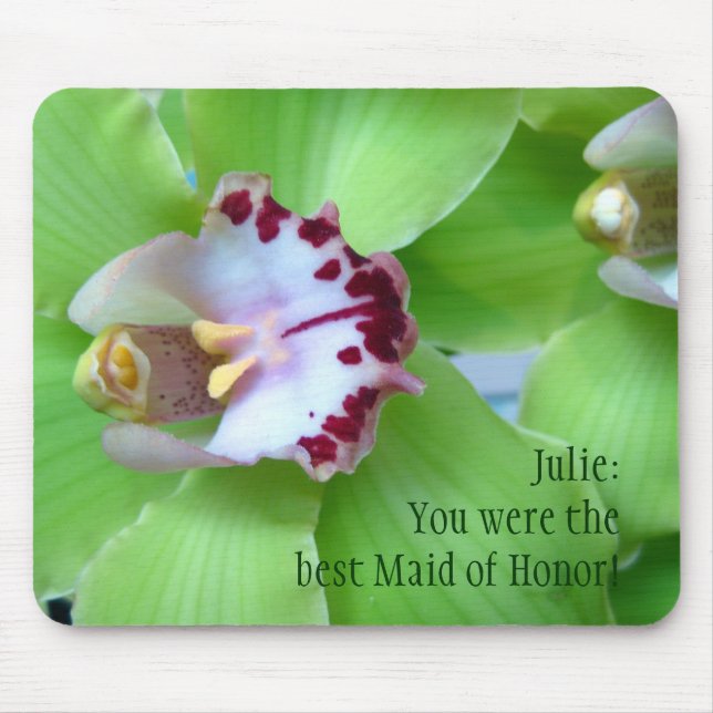 Green Orchids - your text Mouse Pad (Front)