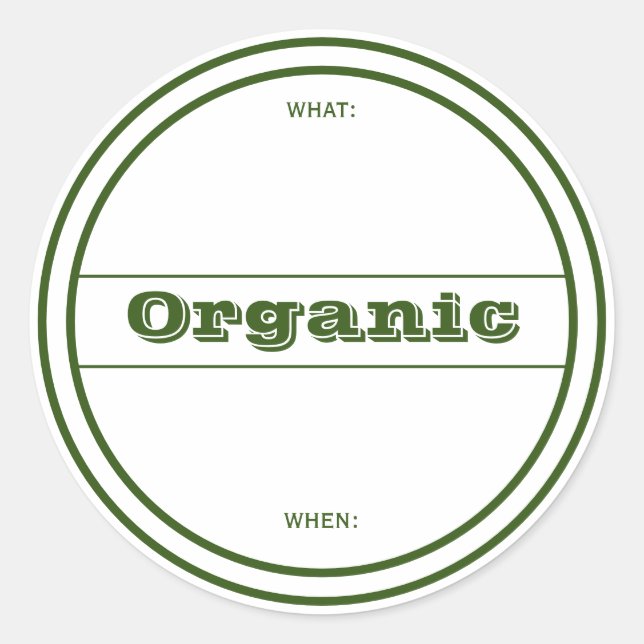 Green Organic Dated Home Canning Sticker Label (Front)